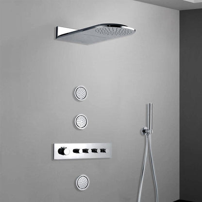 Fontana Luna Chrome Thermostatic Shower System With 3-Body Jet and Hand Shower