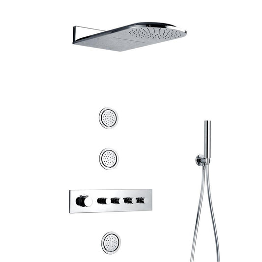 Fontana Luna Chrome Thermostatic Shower System With 3-Body Jet and Hand Shower