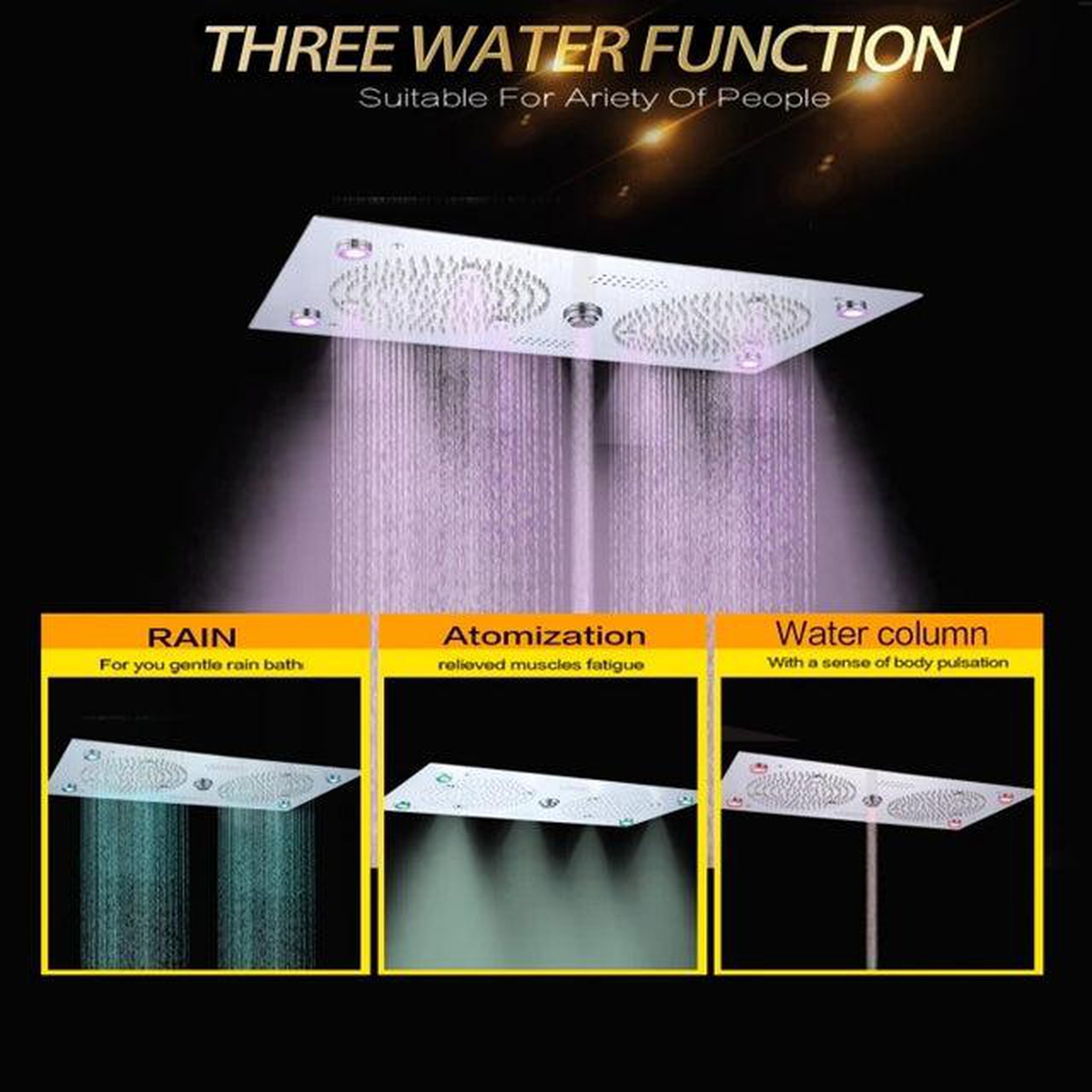 Fontana Magenta Chrome Polished Recessed Ceiling Mounted LED Thermosta ...