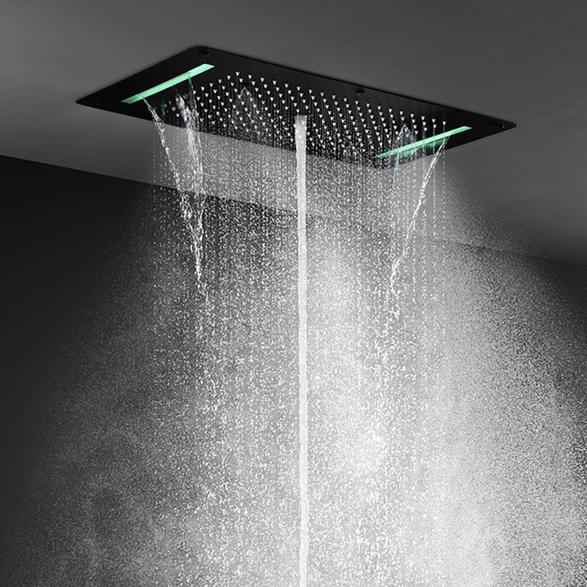 Fontana Marsala Matte Black Recessed Ceiling Mounted Thermostatic Luxury LED Rainfall Shower System With Hand Shower and 6-Jet Body Sprays
