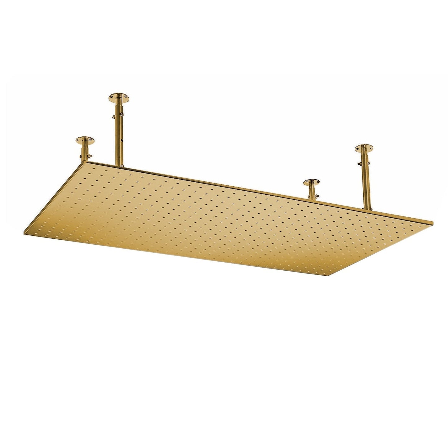 Fontana Martinique Creative Luxury Large Brushed Gold Rectangular Ceiling Mounted LED Solid Brass Shower Head Rain Shower System With 6-Jet Body Sprays and Hand Shower