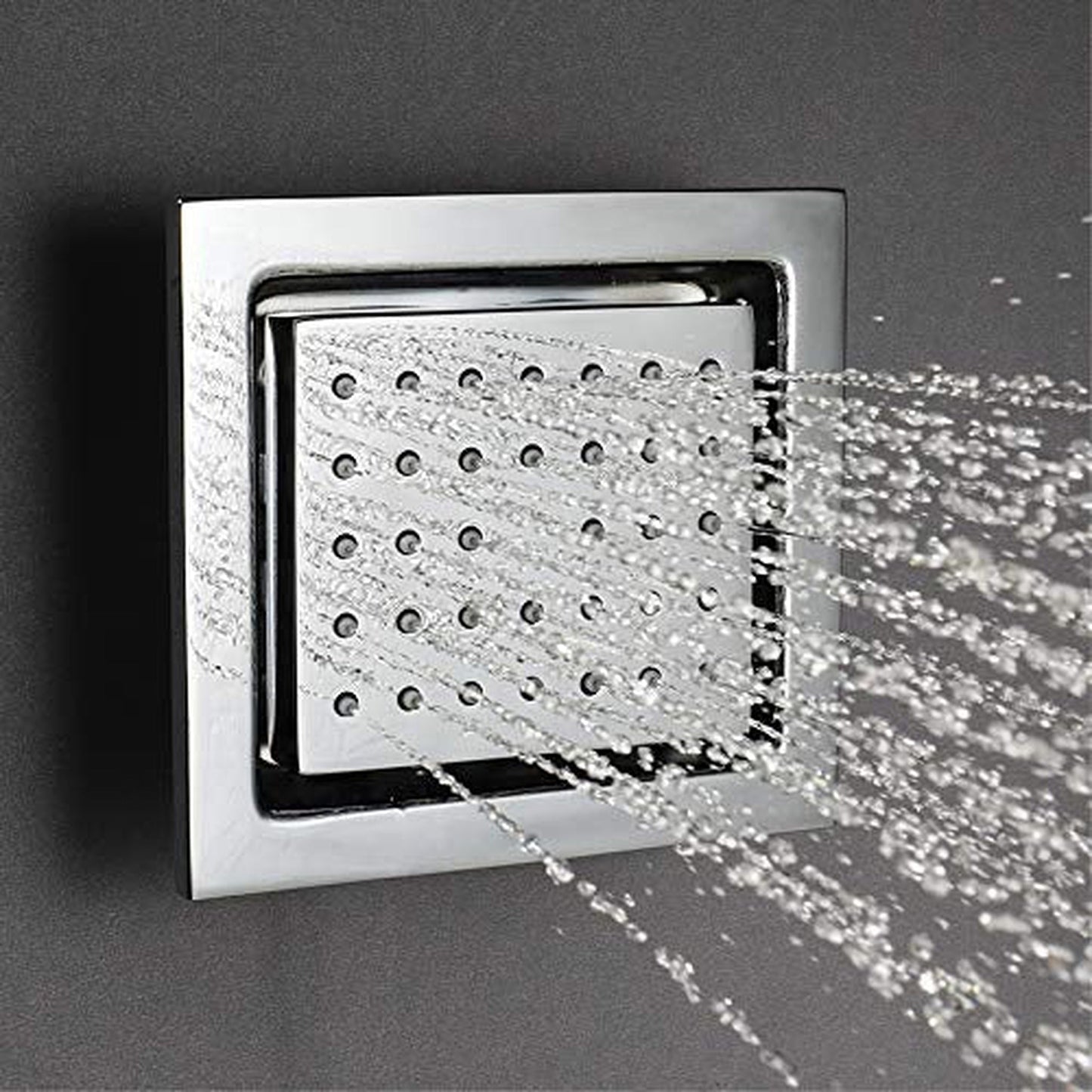 Fontana Martinique Creative Luxury Large Brushed Nickel Rectangular Ceiling Mounted LED Solid Brass Shower Head Rain Shower System With 6-Jet Body Sprays and Hand Shower