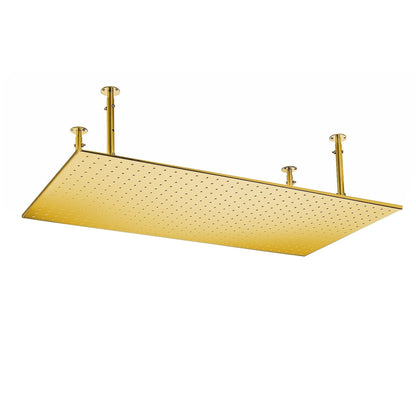 Fontana Martinique Creative Luxury Large Gold Rectangular Ceiling Mounted LED Solid Brass Shower Head Rain Shower System With 6-Jet Body Sprays and Hand Shower