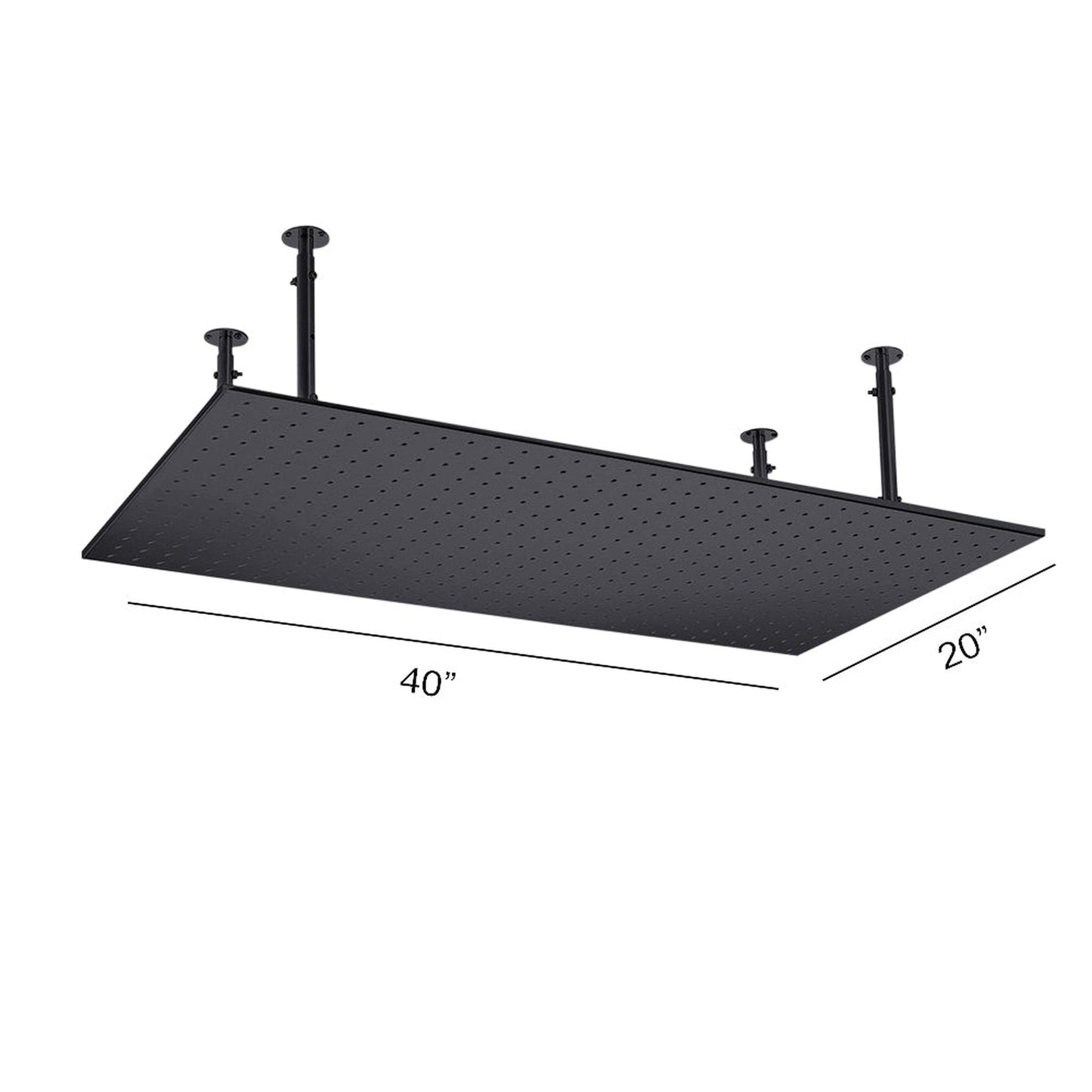 Fontana Martinique Creative Luxury Large Matte Black Rectangular Ceiling Mounted LED Solid Brass Shower Head Rain Shower System With Hand Shower