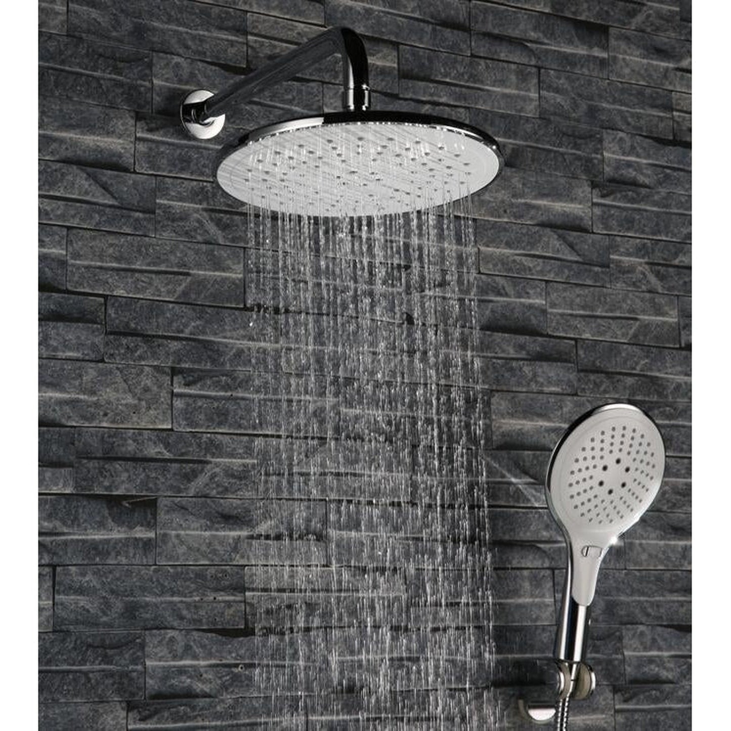 Fontana Mendoza 12" Chrome Wall-Mounted Intelligent Shower Set With Digital Display and Hand Shower