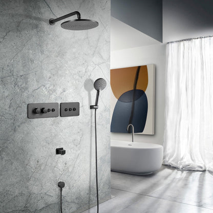 Fontana Milan Matte Black Round Wall-Mounted Modern Luxury Best Bathroom Rain Shower System