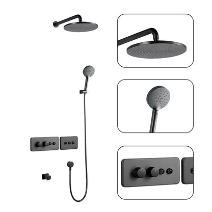 Fontana Milan Matte Black Round Wall-Mounted Modern Luxury Best Bathroom Rain Shower System