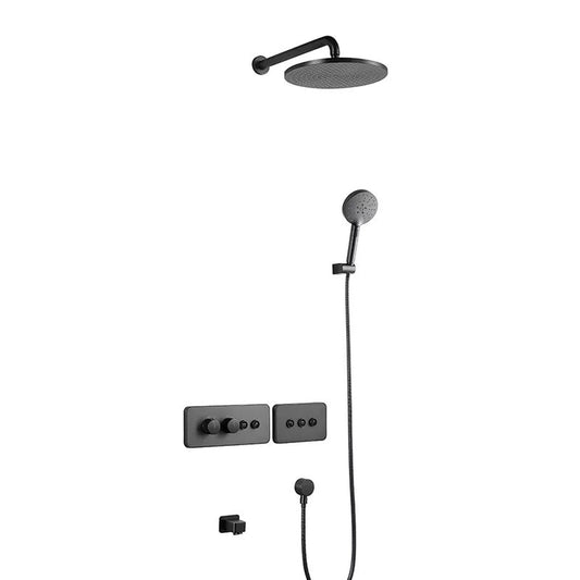 Fontana Milan Matte Black Round Wall-Mounted Modern Luxury Best Bathroom Rain Shower System