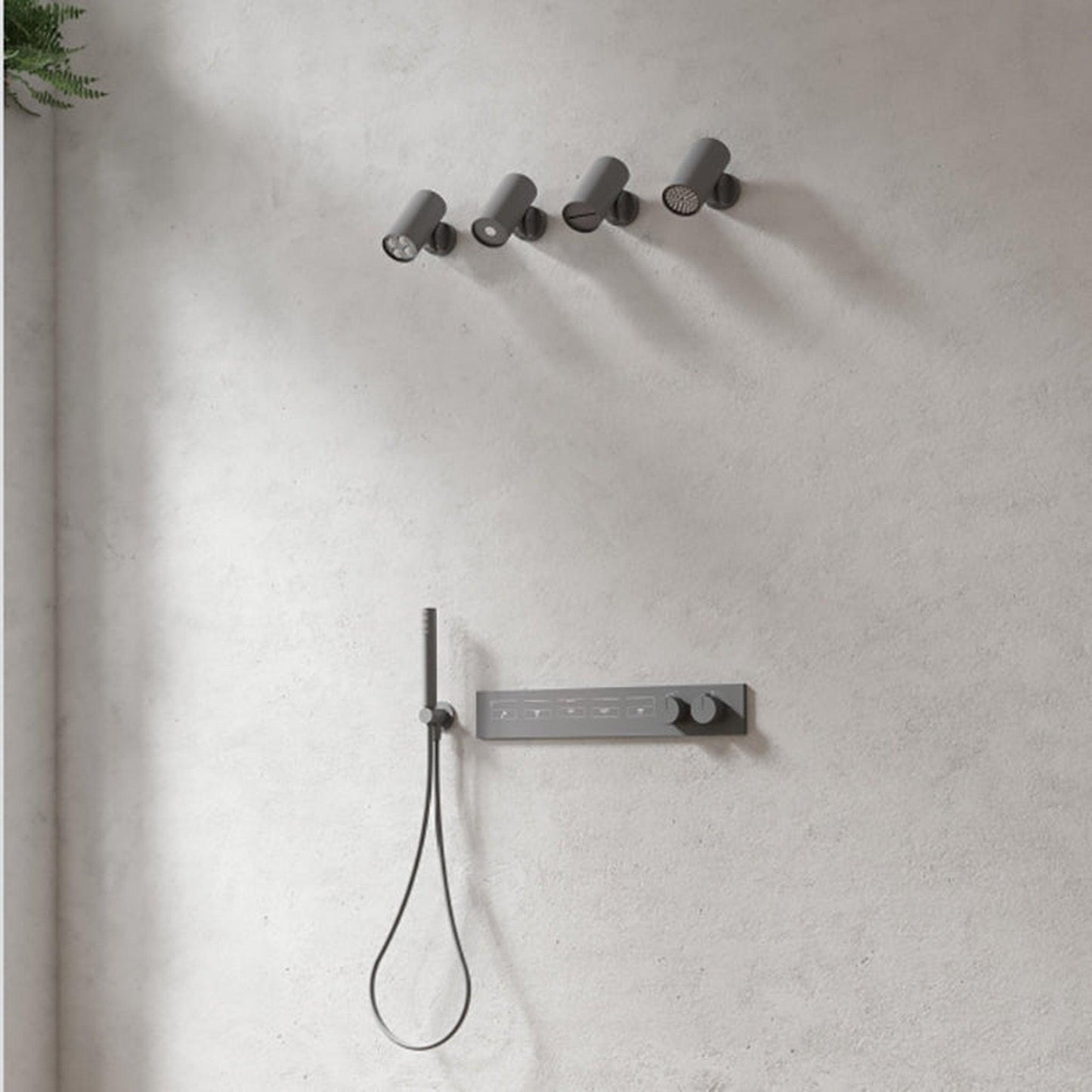 Fontana Milan Matter Black 5 Functions Modern Design Ceiling Thermostatic Rainfall Shower Set With Hand Shower