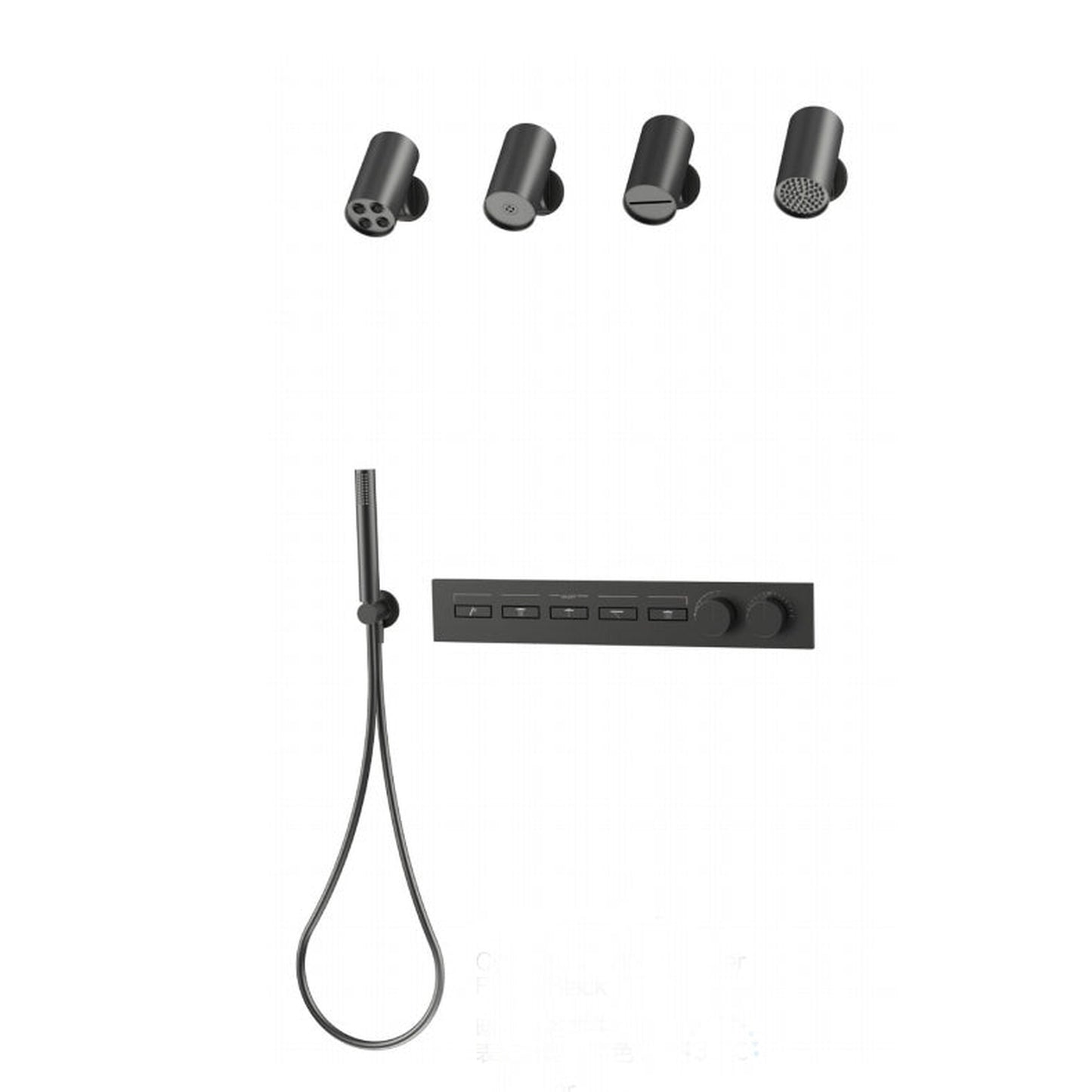 Fontana Milan Matter Black 5 Functions Modern Design Ceiling Thermostatic Rainfall Shower Set With Hand Shower