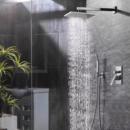 Fontana Monro 10" Chrome Square Wall-Mounted LED Shower Set With Multi-Level Mixer and Hand Shower