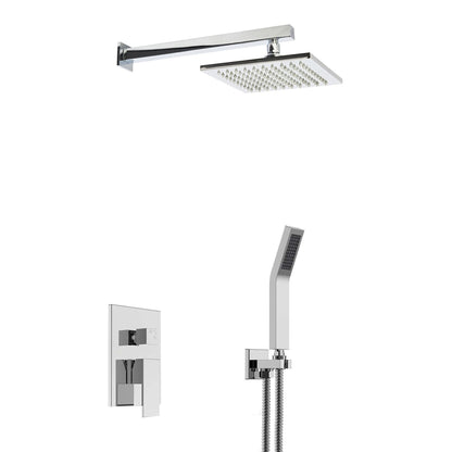 Fontana Monro 10" Chrome Square Wall-Mounted LED Shower Set With Multi-Level Mixer and Hand Shower