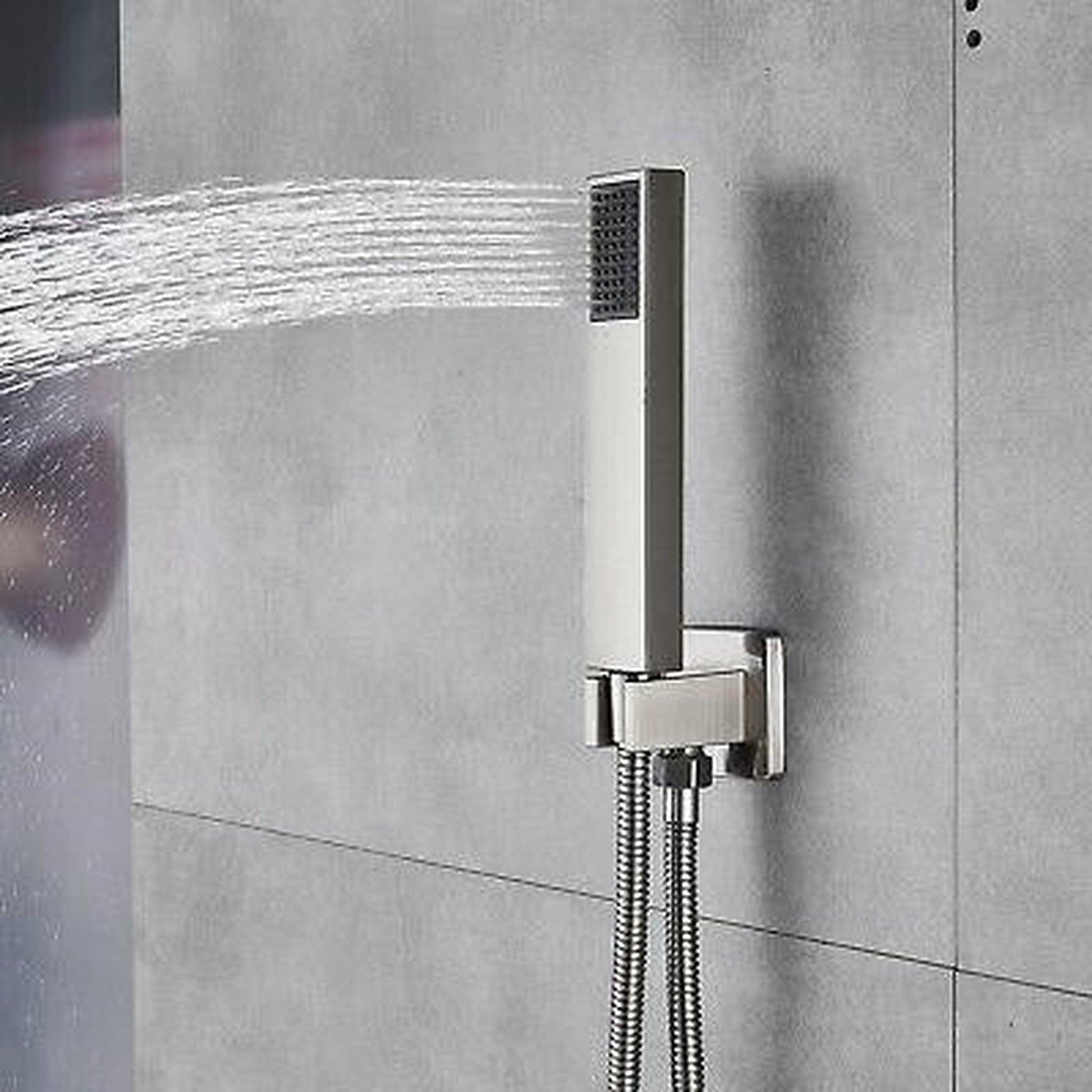 Fontana Monro 16" Chrome Square Wall-Mounted LED Shower Set With Multi-Level Mixer and Hand Shower