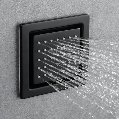 Fontana Monza Matte Black Recessed Ceiling Mounted Luxurious Touch Panel Controlled Thermostatic LED Musical Rainfall Shower System With Hand Shower and 6-Jet Body Sprays