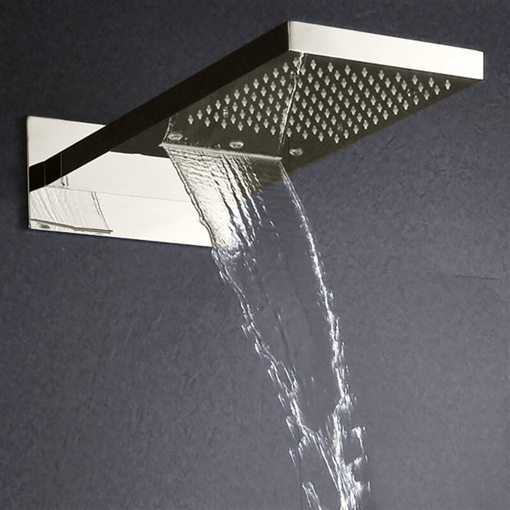 Fontana Mugla Brushed Nickel Wall-Mounted LED Thermostatic Waterfall Rain Shower System With 6-Massage Body Sprays and Hand Shower