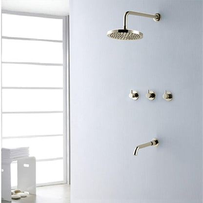 Fontana Oceana 10" Brushed Nickel Round Ceiling Mounted Rainfall Shower Head Faucet Set With or Without Water Powered LED Lights