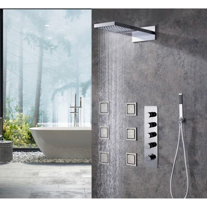 Fontana Océane Creative Luxury Chrome Wall-Mounted Multi-Functional Shower System With 6-Jet Body Sprays and Hand Shower