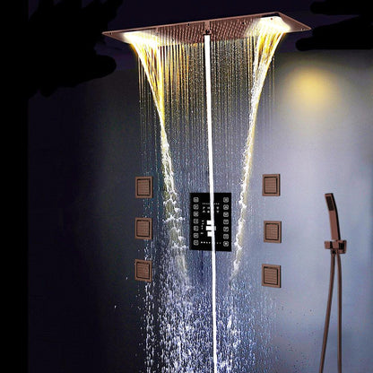 Fontana Oil Rubbed Bronze 4-Way LED Luxury Style Shower System With 6-Body Jets and Hand Shower