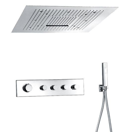 Fontana Platinum Chrome Ceiling Mounted Thermostatic Bathroom Rain Shower Set