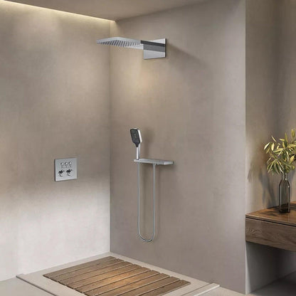 Fontana Ragusa Chrome Wall-Mounted Thermostatic Rainfall & Waterfall Shower System With Hand Shower