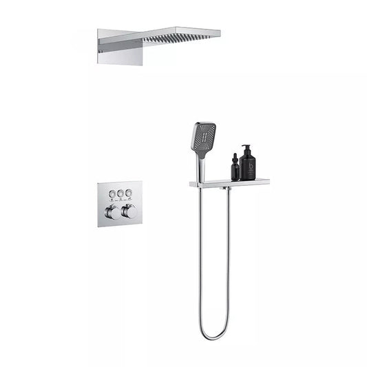 Fontana Ragusa Chrome Wall-Mounted Thermostatic Rainfall & Waterfall Shower System With Hand Shower
