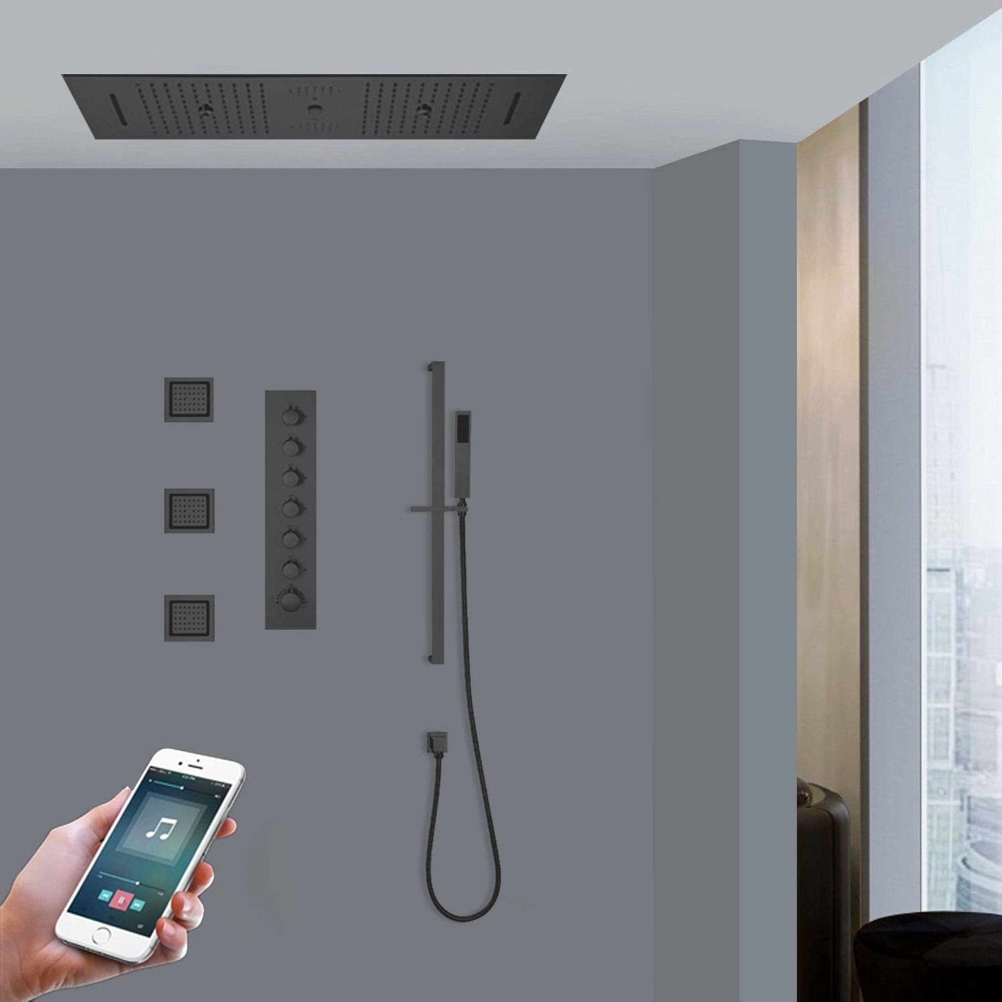 Phone Wall Inset Fontana Ravenna Matte Black Large Recessed Ceiling Mounted Phone Contr ...