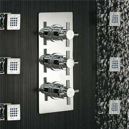 Fontana Reno 10" Chrome Round Ceiling Mounted Rainfall Shower System With 6-Body Massage Jets and Hand Shower