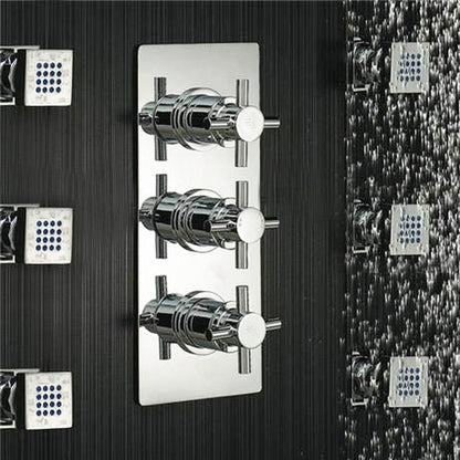 Fontana Reno 10" Chrome Square Ceiling Mounted Rainfall Shower System With 6-Body Massage Jets and Hand Shower