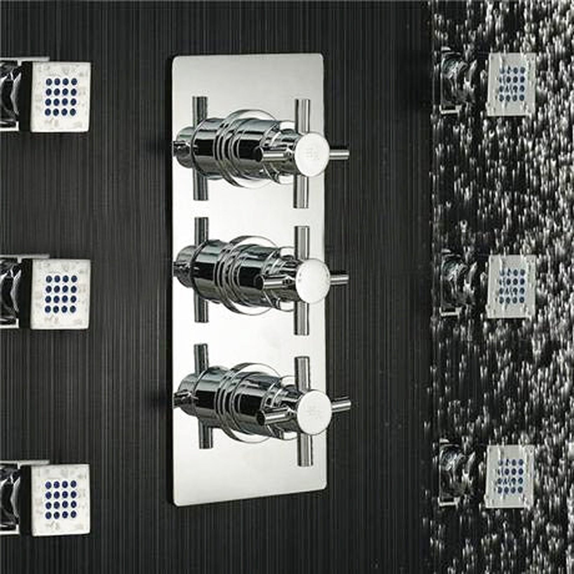 Fontana Reno 12" Chrome Round Ceiling Mounted Rainfall Shower System With 6-Body Massage Jets and Hand Shower
