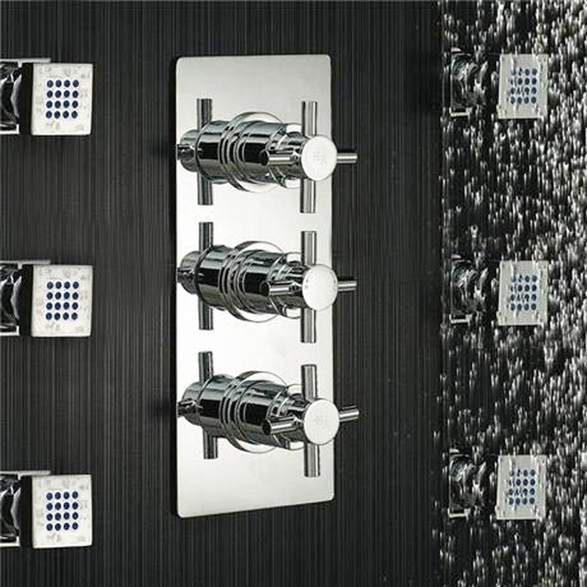 Fontana Reno 12" Chrome Square Ceiling Mounted Rainfall Shower System With 6-Body Massage Jets and Hand Shower