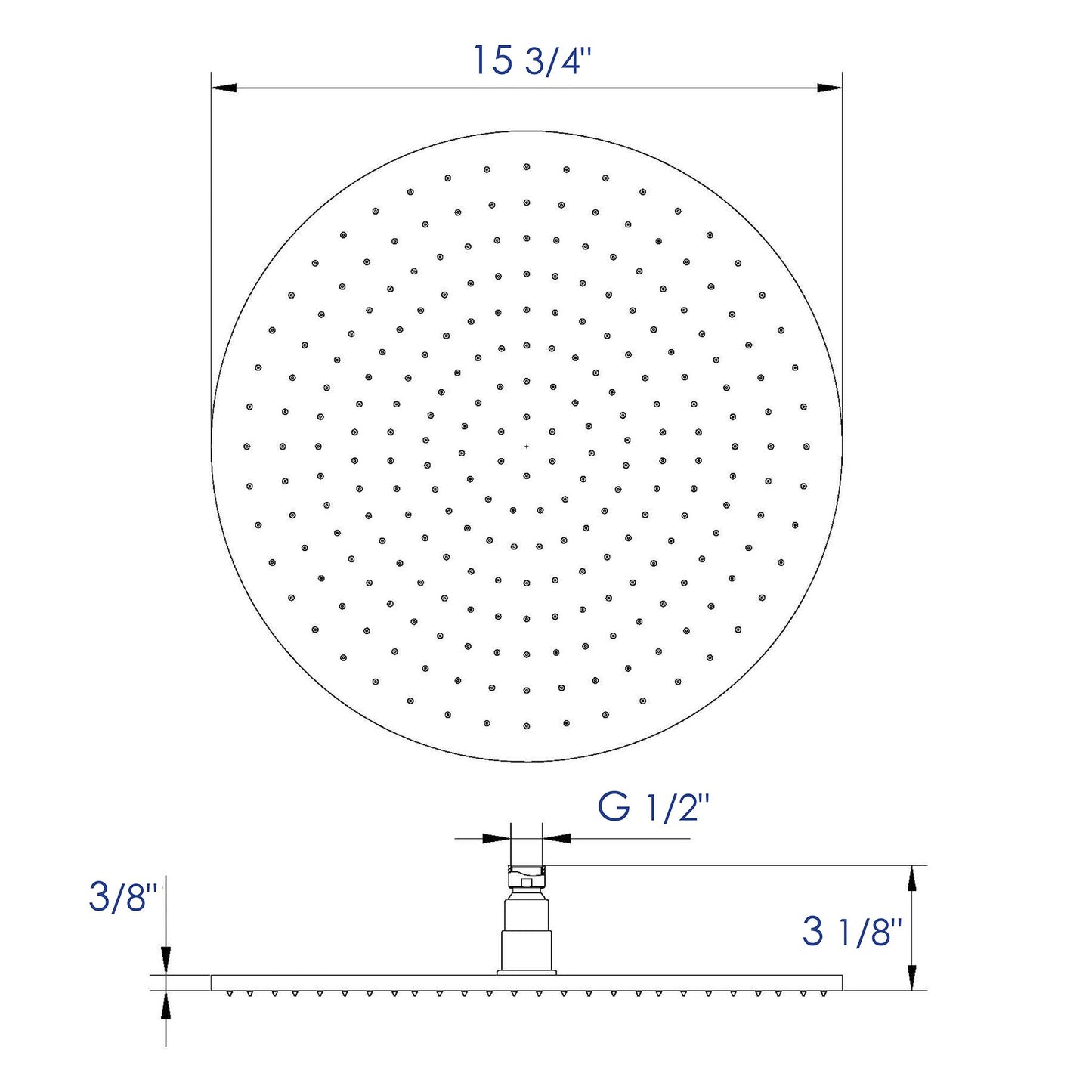 Fontana Reno 16" Chrome Round Ceiling Mounted Rainfall Shower System With 6-Body Massage Jets and Hand Shower