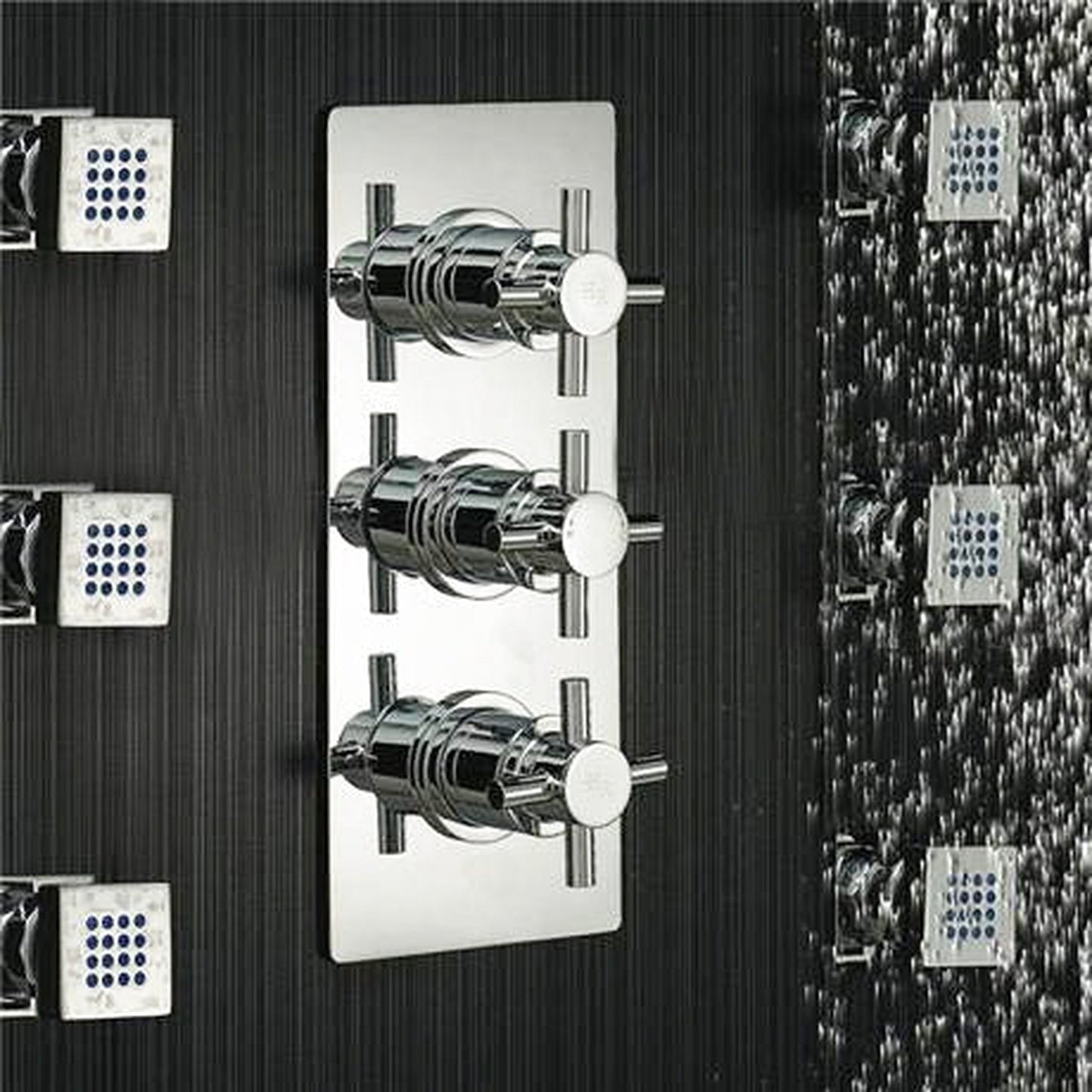 Fontana Reno 16" Chrome Round Ceiling Mounted Rainfall Shower System With 6-Body Massage Jets and Hand Shower