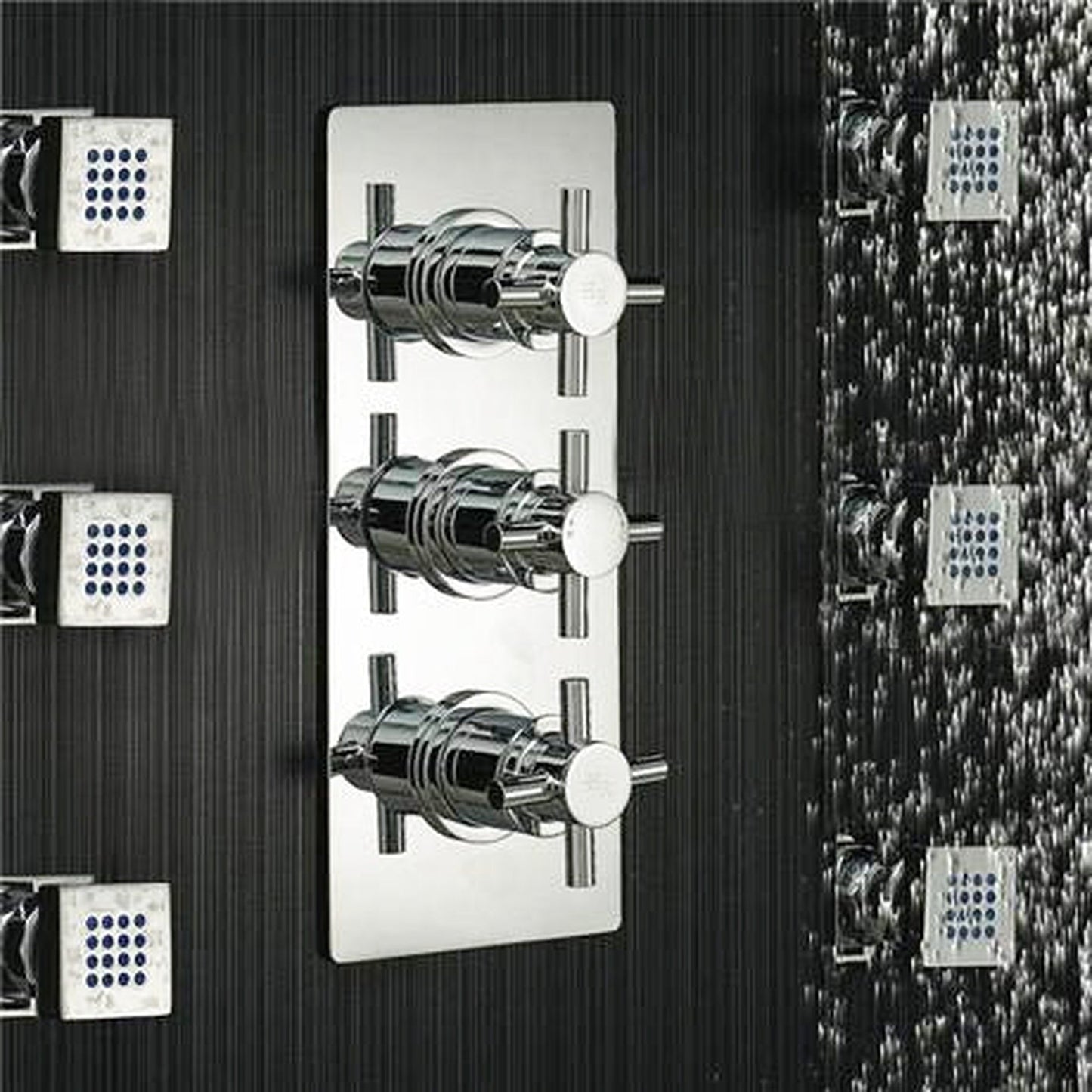 Fontana Reno 8" Chrome Square Ceiling Mounted Rainfall Shower System With 6-Body Massage Jets and Hand Shower