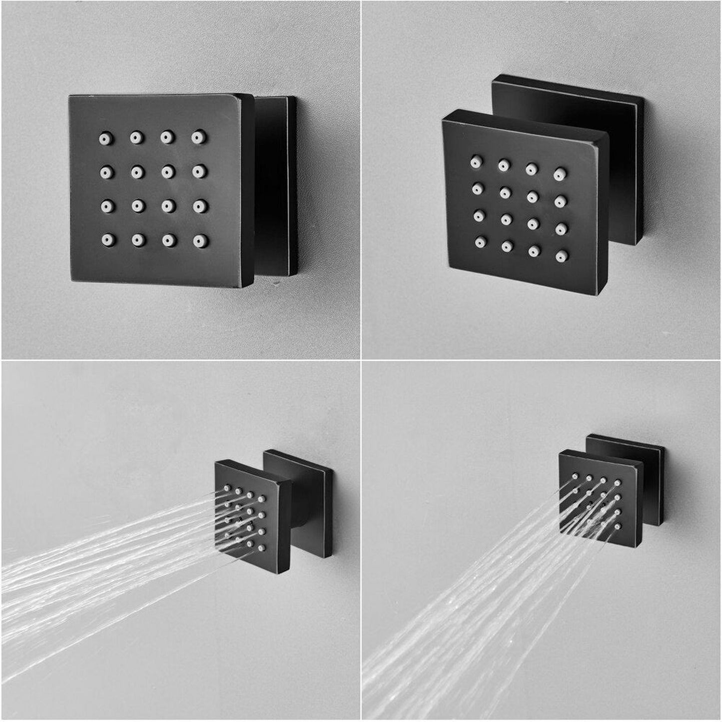 Fontana Reno Matte Black Ceiling Mounted 3-Way Digital Shower System With 6-Jet Body Sprays and Hand Shower