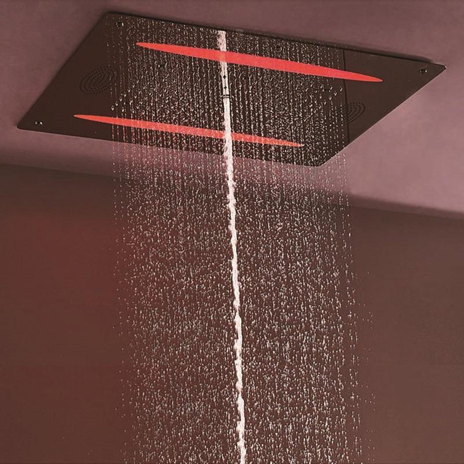 Fontana Reno Stainless Steel Mirror Finish Square LED Ceiling Bluetooth Smart Musical Shower Set With 4-Jet Body Sprays and Hand Shower