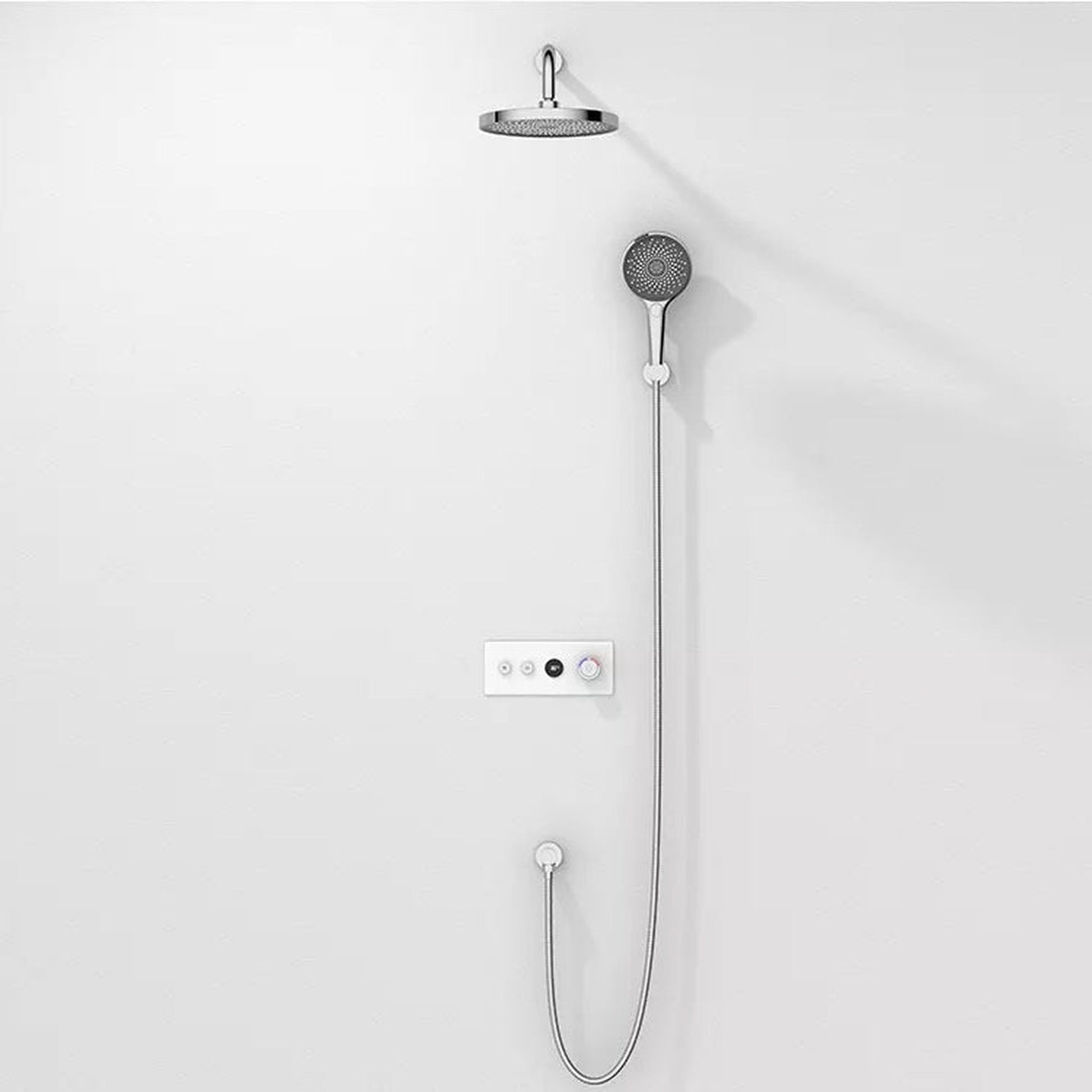Fontana Rimini Creative Luxury Chrome Round Wall-Mounted Digital Mixer Rainfall Shower System With Hand Shower