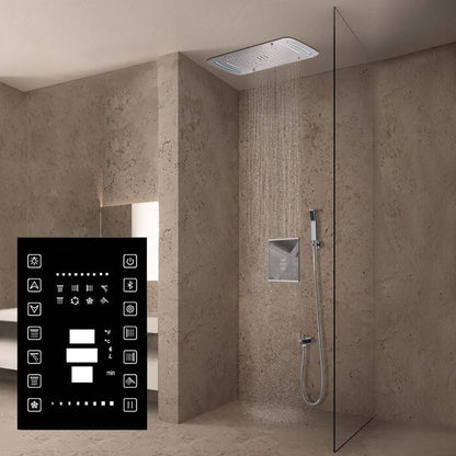 Fontana Rio Chrome Ceiling Mounted 4-Functions Thermostatic LED Multifunction Shower Set