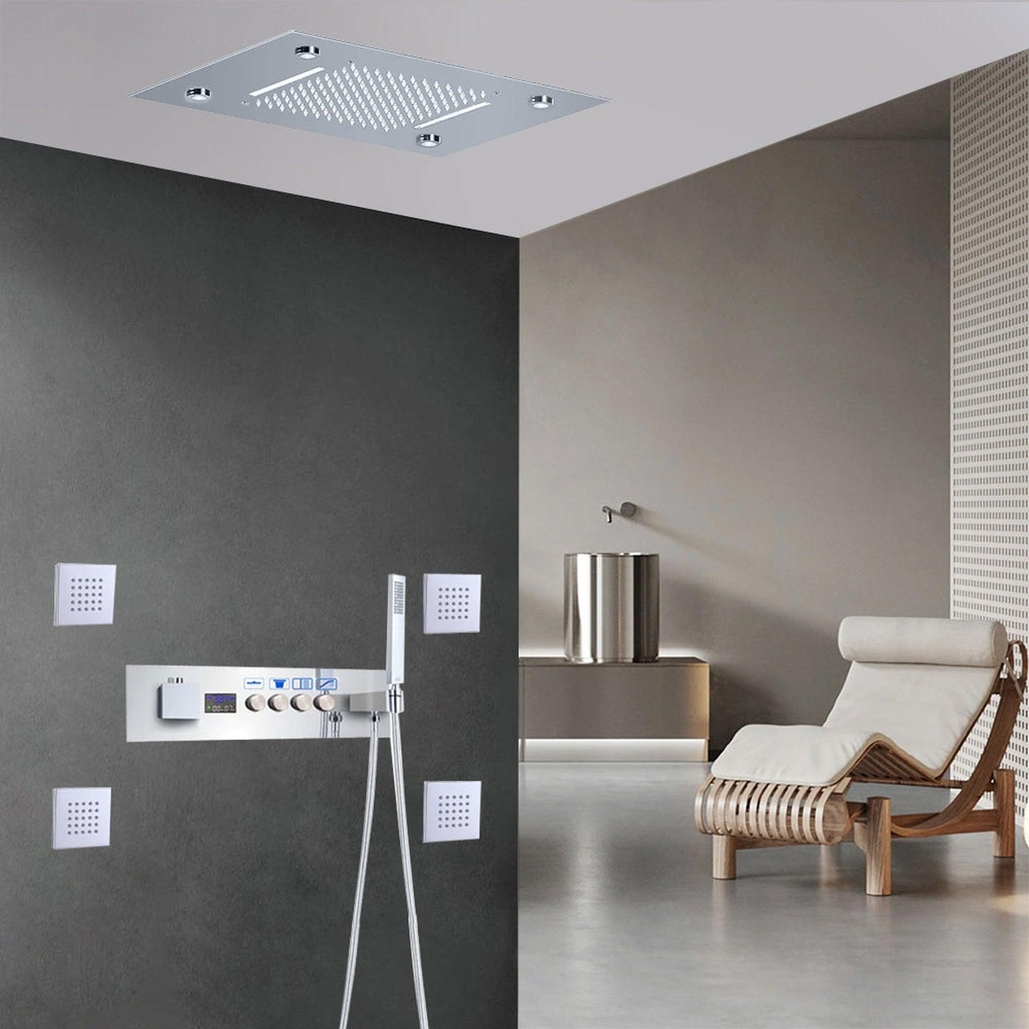 Fontana Rome Chrome Recessed Ceiling Mounted LED Thermostatic Waterfal ...