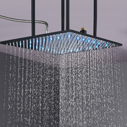 Fontana Royal Matte Black Digital Rainfall LED Shower System With 6-Jet Body Sprays and Hand Shower