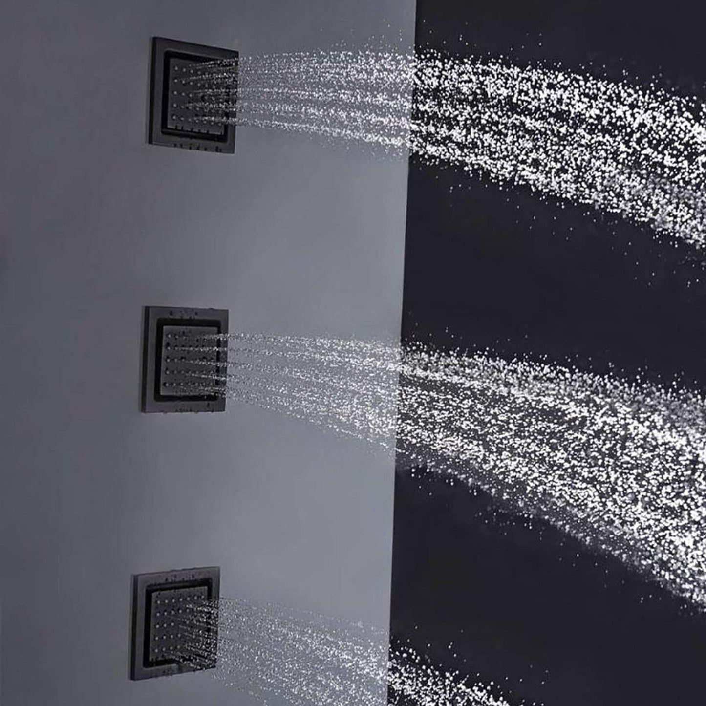 Fontana Royal Matte Black Digital Rainfall LED Shower System With 6-Jet Body Sprays and Hand Shower