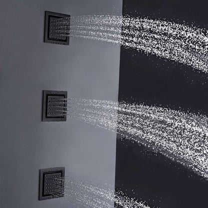 Fontana Royal Matte Black Digital Rainfall LED Shower System With 6-Jet Body Sprays and Hand Shower