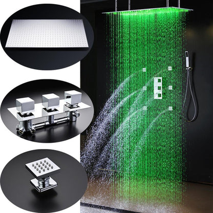 Fontana Saint Denis Chrome Large LED Rain Shower Head Shower System With 6-Body Jets & Handheld Shower