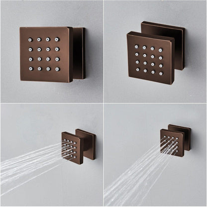 Fontana Sierra 10" Light Oil Rubbed Bronze Square Wall-Mounted LED Shower System With 6-Jet Body Sprays and Hand Shower