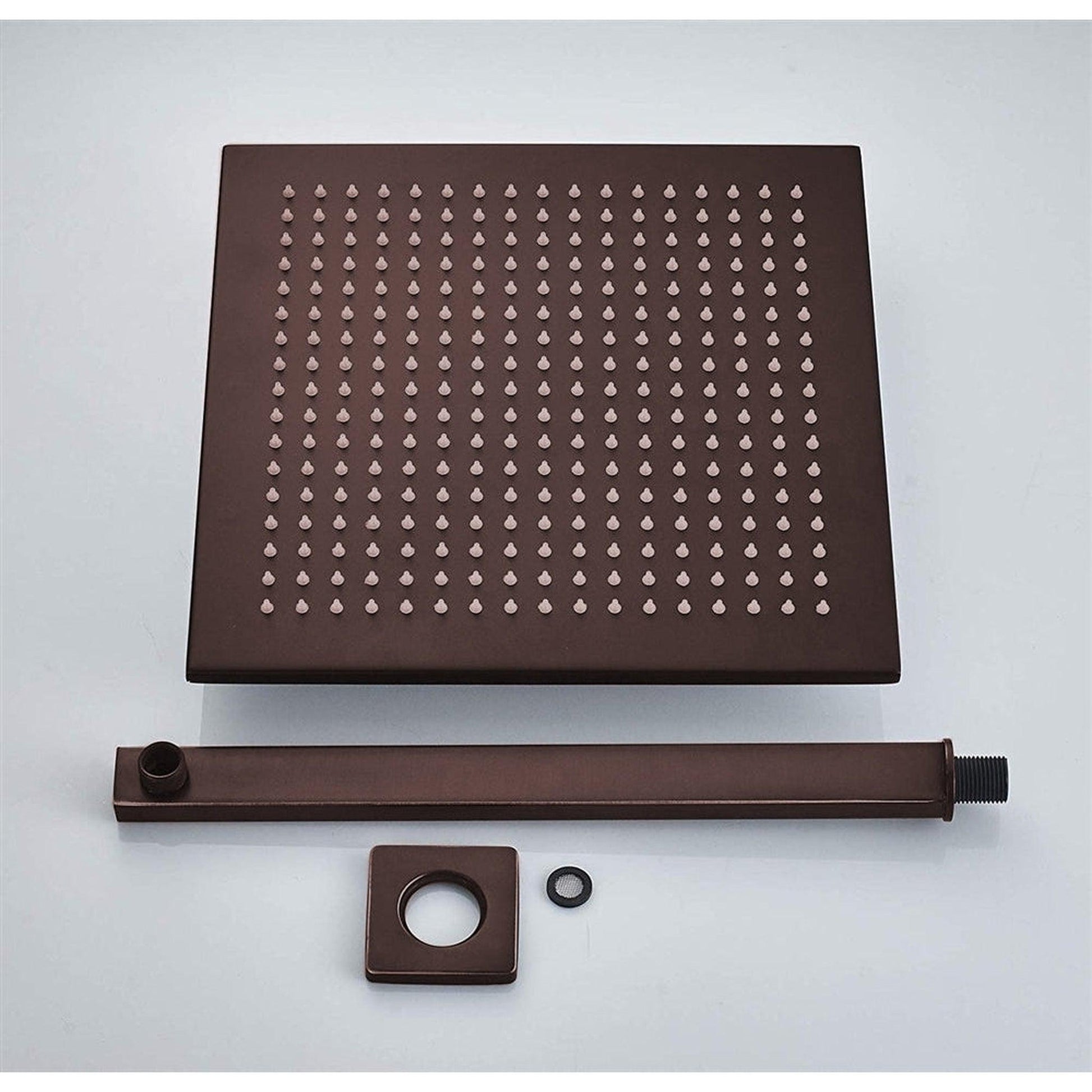 Fontana Sierra 10" Light Oil Rubbed Bronze Square Wall-Mounted LED Shower System With 6-Jet Body Sprays and Hand Shower