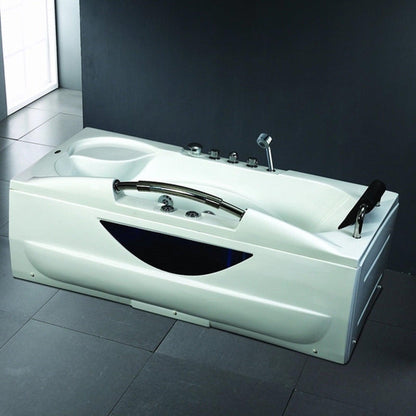 Fontana Sierra 67" x 33" White Rectangular Freestanding Indoor Acrylic Soaking Bathtub With Massage Jet