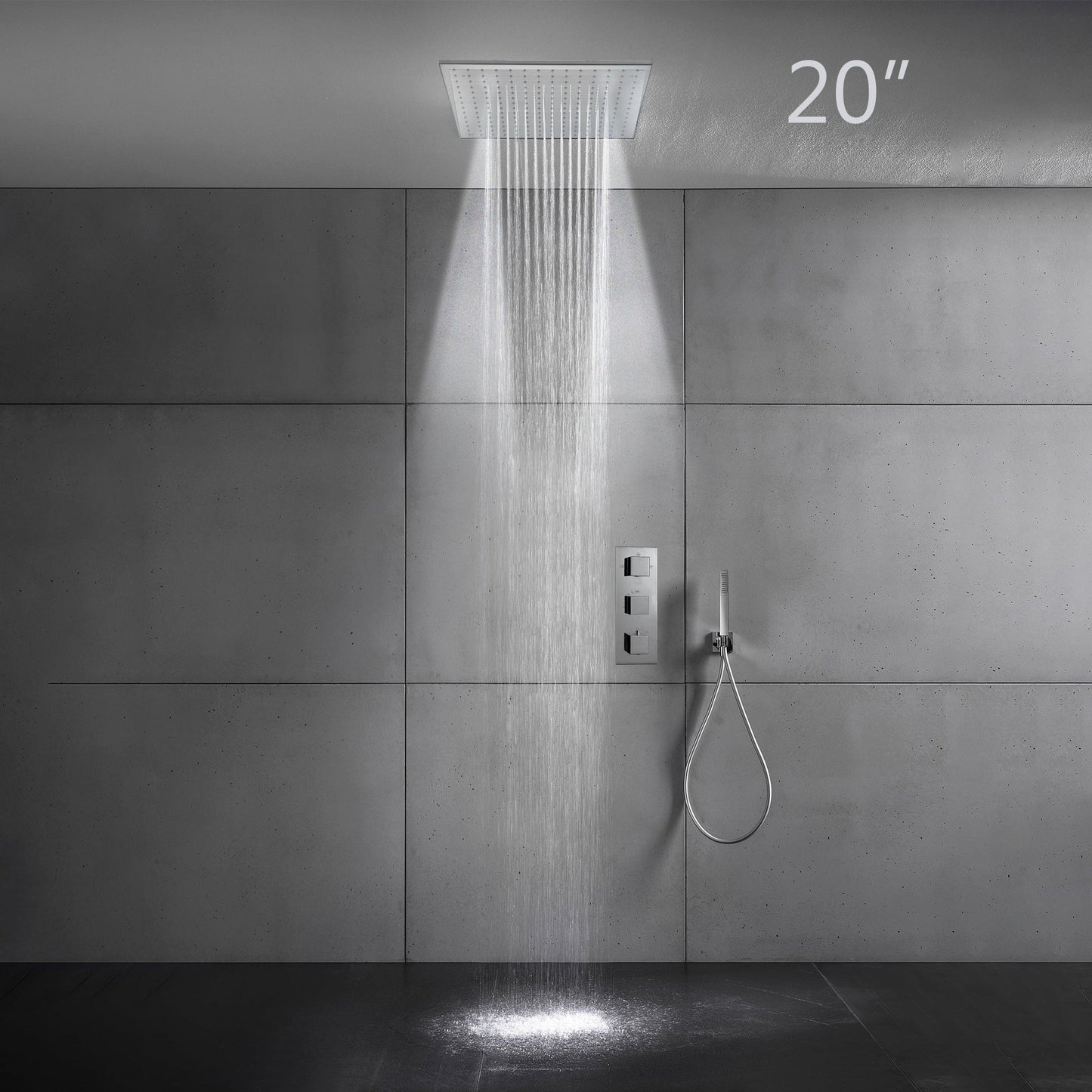 Fontana St. Gallen Stainless Steel Ceiling Mounted Embedded Shower Head Thermostatic Bathroom Shower System With Hand Shower