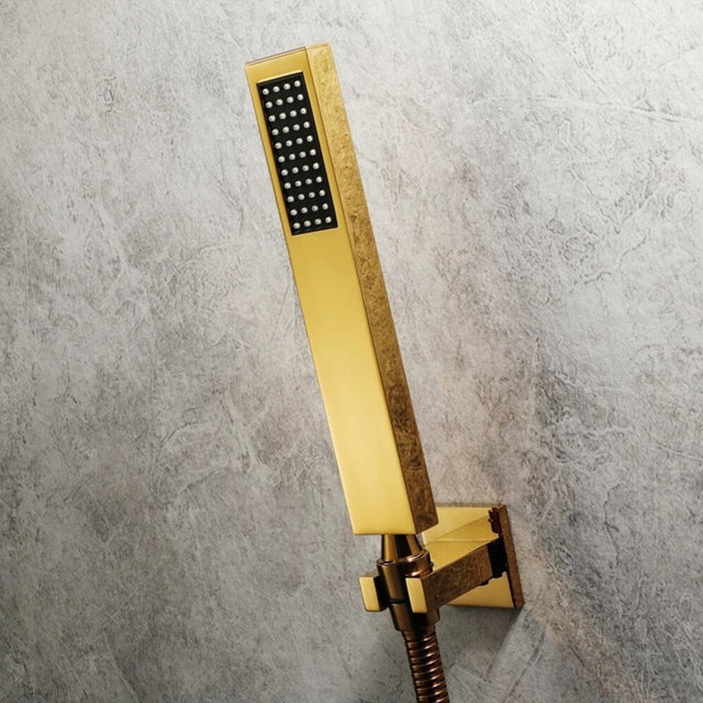 Fontana Terni Polished Gold Recessed Ceiling Mounted Remote Controlled Thermostatic LED Rainfall Waterfall Mist Hot and Cold Shower System With Square Hand Shower