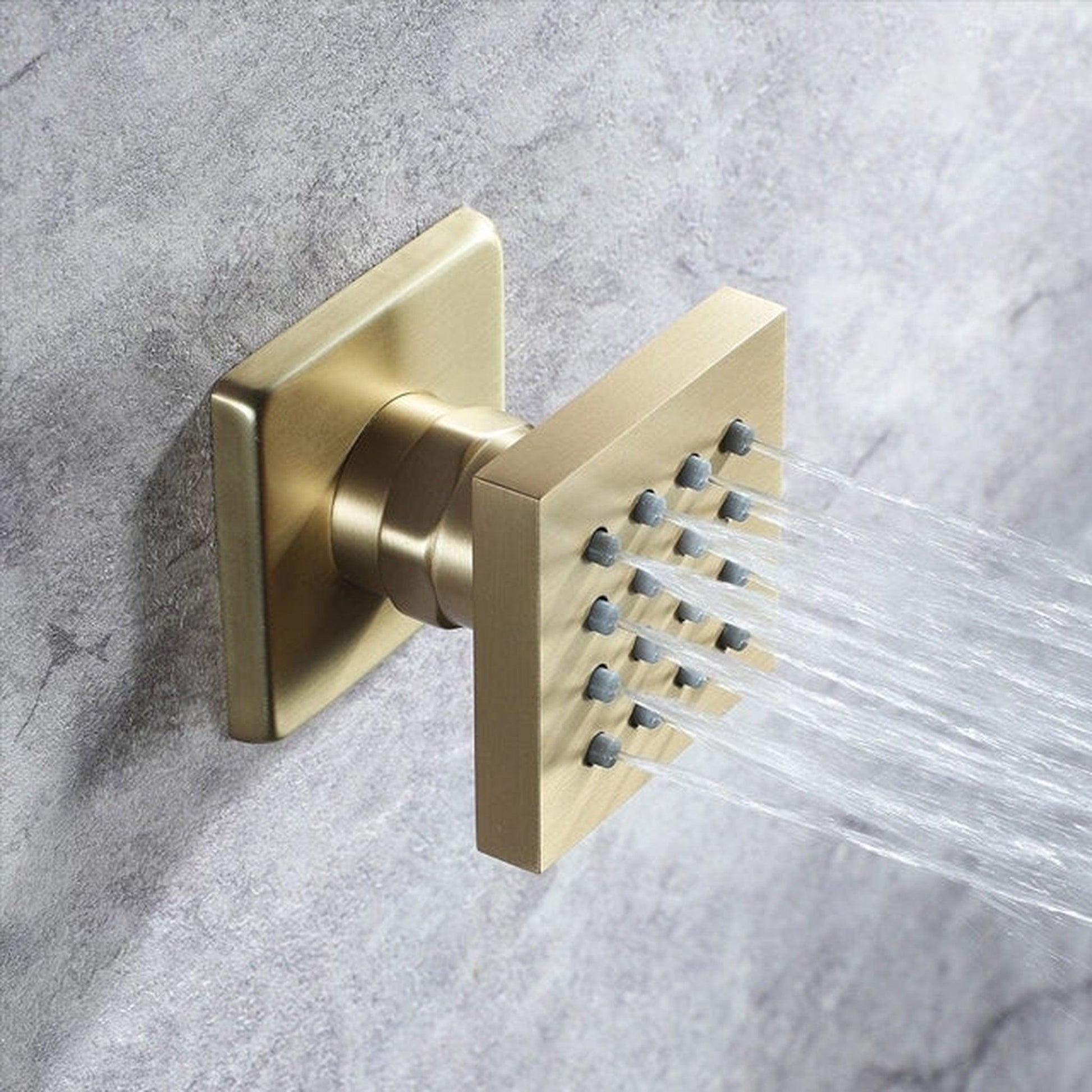 Fontana Trento Brushed Gold Recessed Celing Mounted LED Musical Touch Panel Controlled Thermostatic Rainfall Mist Waterfall Shower System With Hand Shower and 6-Body Jets