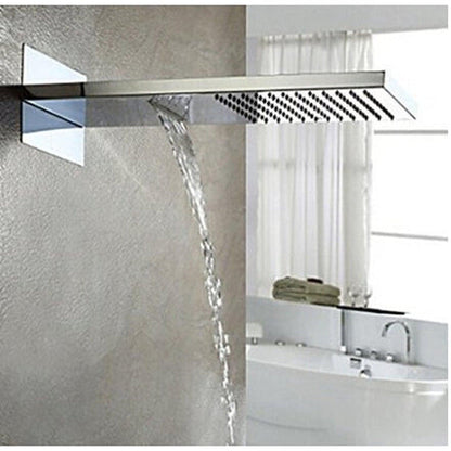 Fontana Warsaw Chrome Wall-Mounted Waterfall & Rainfall LED Shower System With 6-Jet Body Sprays and Hand Shower