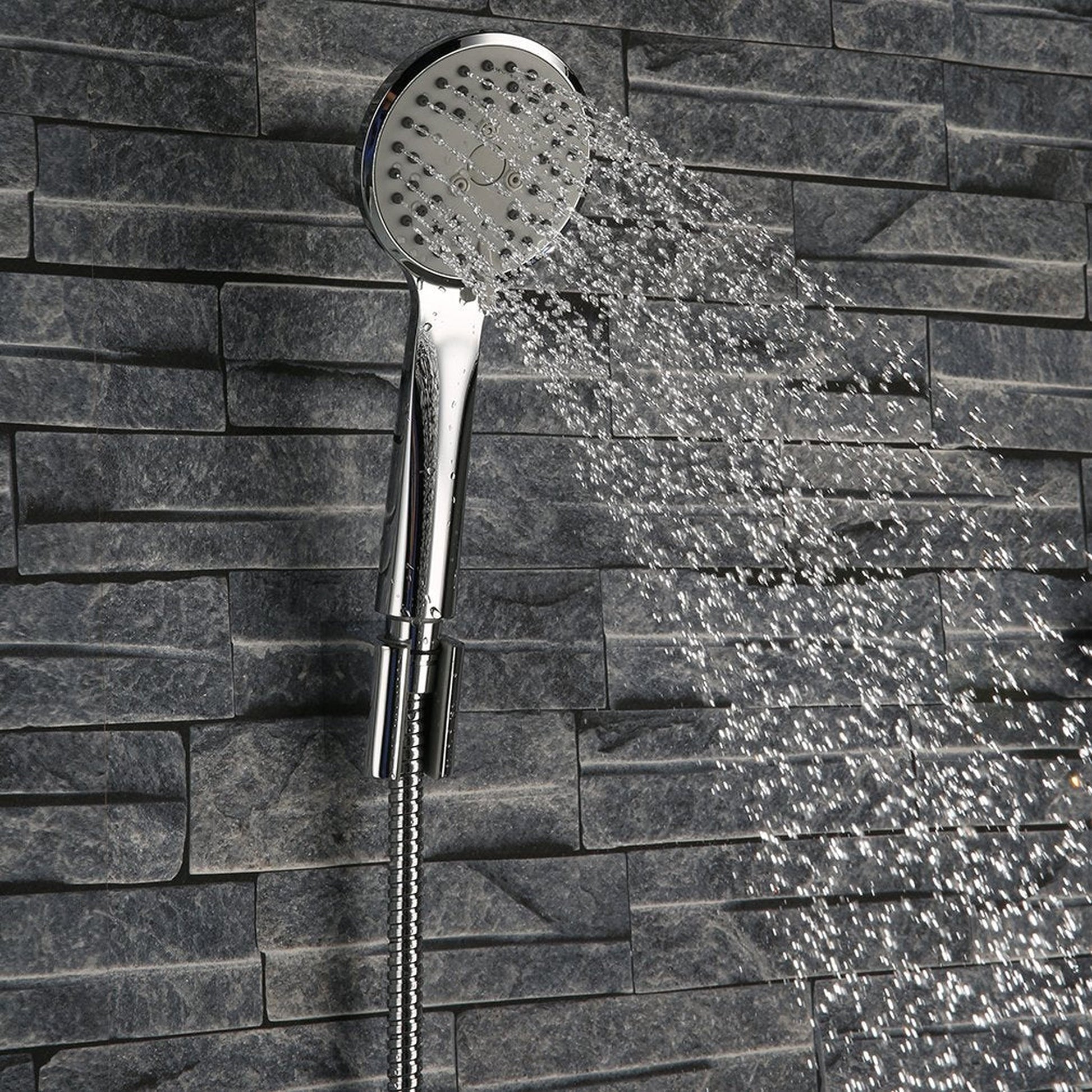 Fontana Warsaw Chrome Wall-Mounted Waterfall & Rainfall LED Shower System With 6-Jet Body Sprays and Hand Shower